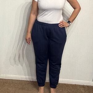 Victoria's Secret Pink Navy Logo Joggers Sz L